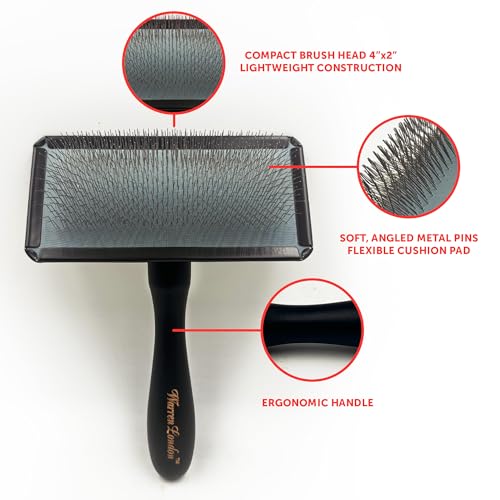 Warren London Gentle Touch Slicker Brush for Puppies & Small Dogs – 4" x 2" Soft Pin Grooming Brush – Tangle Remover for S...