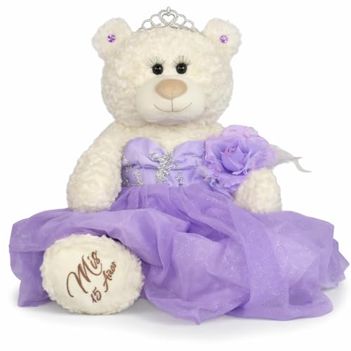 Kinnex Collections by Amanda Large 20” Quinceañera Teddy Bear Centerpiece – Elegant Dress, Oversized Keepsake Gift for 15 ...