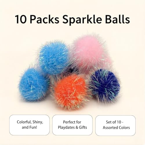 LASOCUHOO Cat Toys, 30 Packs Interactive Cat Toy Pack Including Cat Crinkle Balls, Cat Sparkle Balls, Spiral Springs for K...
