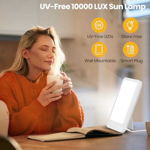 LASTAR 10,000 Lux Sun Lamp, Full Spectrum Sunlight Lamp with 4 Color Temperatures (3000K–6500K), 5 Brightness Levels, 4 Ti...