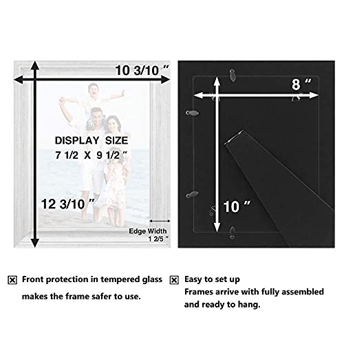 LaVie Home 8x10 Picture Frames (1 Pack, Distressed White) Rustic Photo Frame Set with Tempered Glass for Wall Mount & Tabl...