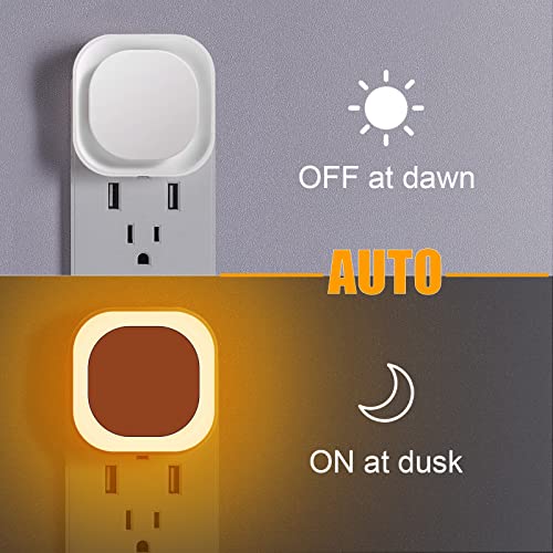 YUNLEX 2 Pack Plug in Amber Night Light, Auto Dusk to Dawn, Soft Glow, Dimmable, Diffused Light, LED Lights for Bedroom, K...