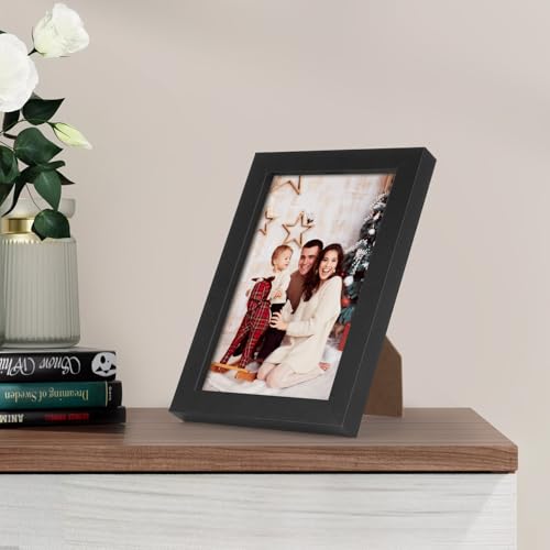 LBECUA 4x6 Picture Frame Set of 2, Wooden Picture Frames with HD Plexiglass Display Photo 4x6, Horizontal and Vertical for...