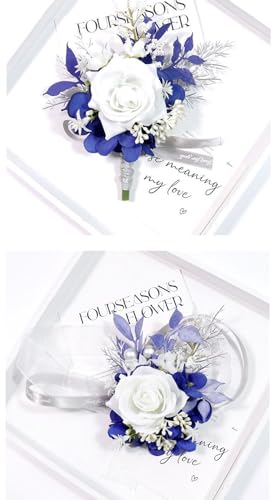MAFELOE Wrist Corsage and Boutonniere Set for Prom Homecoming Wedding Party Celebration Artificial Flowers Accessories Sui...