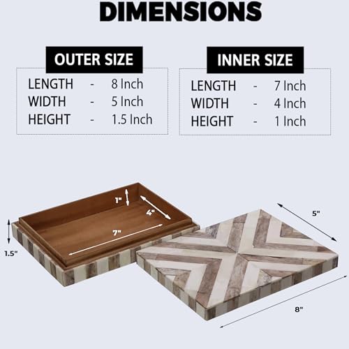 Handicrafts Home Decorative Keepsake Box 8x5 – Small Organizer Box with Lid, Boho Decorative Storage, Retro Memory Box, Un...