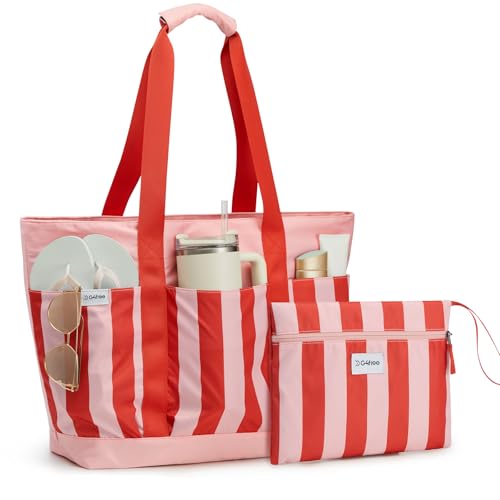 G4Free Beach Bag,Waterproof Beach Tote Pool Bags for Women,Compatible with Cup,Foldable for Weekender Travel