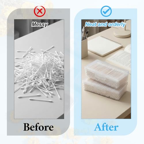 Cotton Swab Holder for Travel, 4 Pcs 4 × 2 × 1 inches Portable Small Clear Floss Holders Empty Cotton Ball Holders, Plasti...