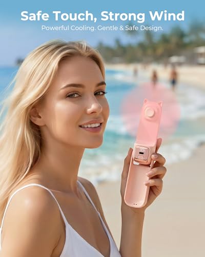 FrSara Portable Handheld Fan, Small Rechargeable Personal Mini Fan, Summer Travel Essentials with 3-Speed, 2000mAh, Great ...