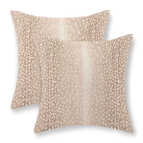 JEFERSO Antelope Pillow Covers 20x20 Set of 2 Beige Animal Skin Print Throw Pillow Covers Modern Antelope Decorative Pillo...