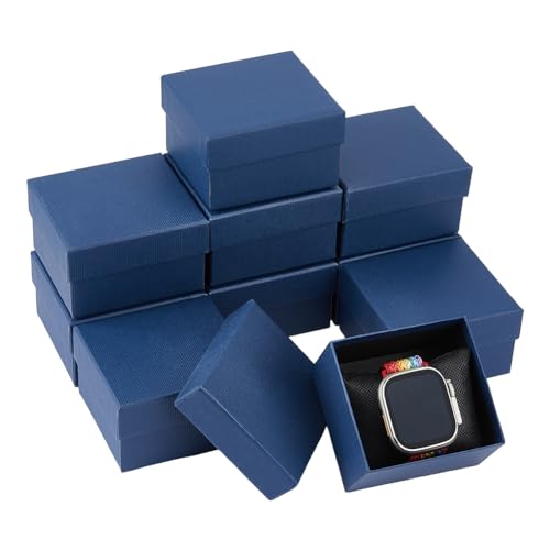 DICOSMETIC 10pcs Watch Gift Box Paper Jewelry Box Small Gift Box Square Prussian Blue Cardboard Gift Wrapping with Pillow ...