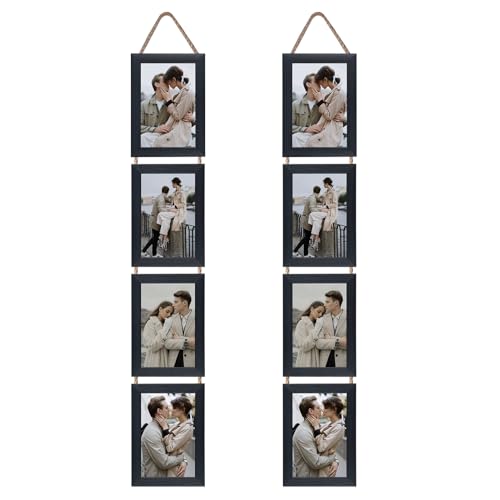 Lavezee 4x6 Collage Picture Frames for Wall Mount Set of 2, 8 Opening Vertical Frame Made to Display 4 by 6 Inch Photo for...