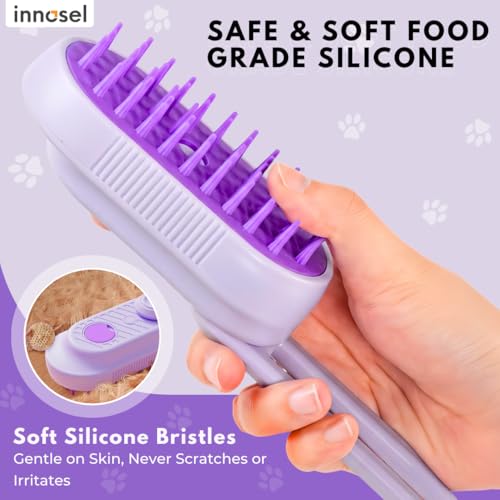 Cat Steam Brush for Shedding, 4-in-1 Rechargeable Pet Grooming Brush for Cats & Dogs, Anti-Static, Massage, Cleaning & Com...