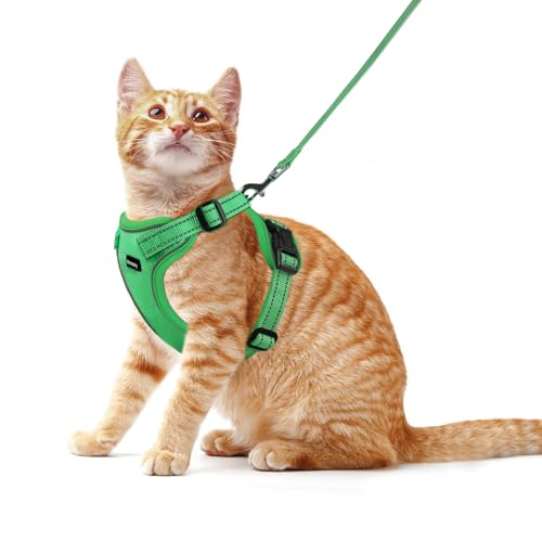 Rttochfy Cat Harness and Leash Set, Adjustable and Reflective Cat Vest, Escape Proof Kitten Harness, Easy to Put on with 3...
