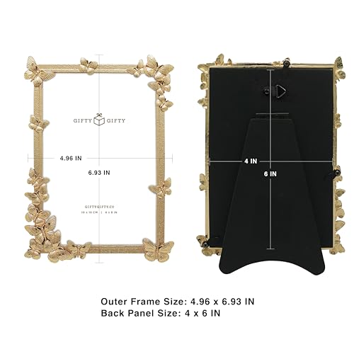 GIFTY GIFTY Decorative Butterfly Photo Frame / 4x6 in | for Vertical Display on Tabletops | Perfect for Home Decor, Weddin...