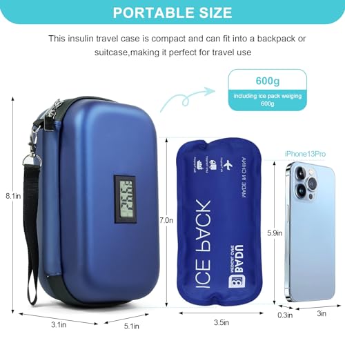 Gosemai Insulin Cooler Travel Case TSA Approved Medication Diabetic Cooler for Travel with Temperature Display Refrigerate...