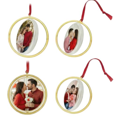 Taybonds Spinning Double Sided Photo Ornament, Decorative Picture Frame Hanger for Photos, Clear Hanging Picture Frame, Ro...