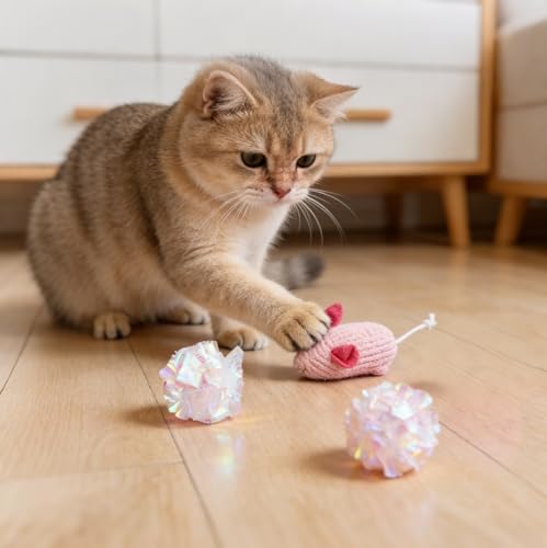 AINTE 20 Pcs Cat Toy Pack Interactive Kitten Toy Set,Including Cute Catnip Chew Rope Springs Mice Crinkle Ball Furry Balls...