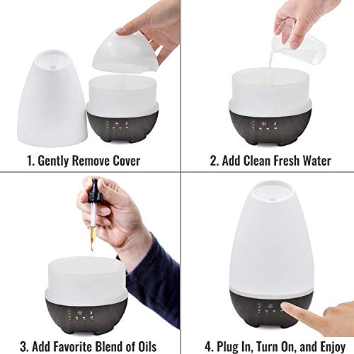 HealthSmart 500ML Essential Oil Diffuser for Large Rooms, Cool Mist Humidifier and Aromatherapy Diffuser, Adjustable Time...