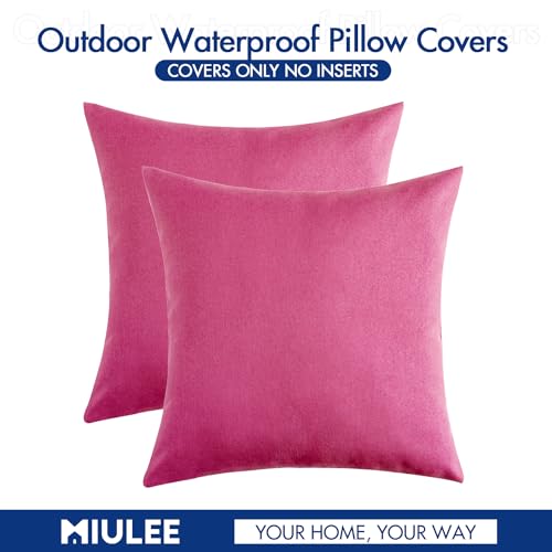 MIULEE Pack of 2 Decorative Outdoor Solid Waterproof Throw Pillow Covers Faux Linen Garden Farmhouse Cushion Cases for Pat...