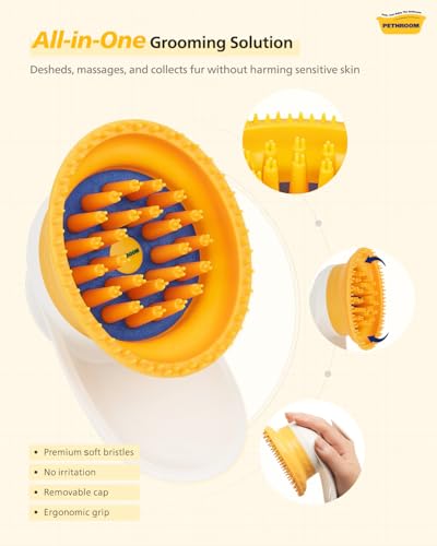 PETHROOM Silicone Cat Brush for Shedding – Gentle Grooming & Relaxing Massage, Light Deshedding Tool, Removes Loose Fur & ...
