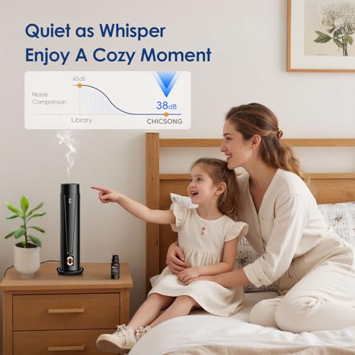 Waterless Scent Diffuser – 1200 Sq Ft Coverage, Essential Oil Diffuser with Remote Control, Quiet Aromatherapy Diffuser wi...