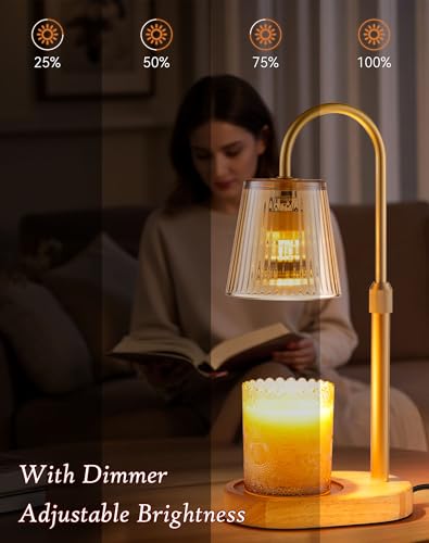 Adjustable Candle Warmer Lamp with Timer - Electric Light Wax Warming Dimmable Flameless Top Melter Heater Melting Heating...