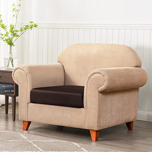 SUBRTEX Leather Waterproof Cushion Covers Breathable Sofa Seat Slipcpvers for 1-2-3-4 Seaters Stretch Replacement for Furn...