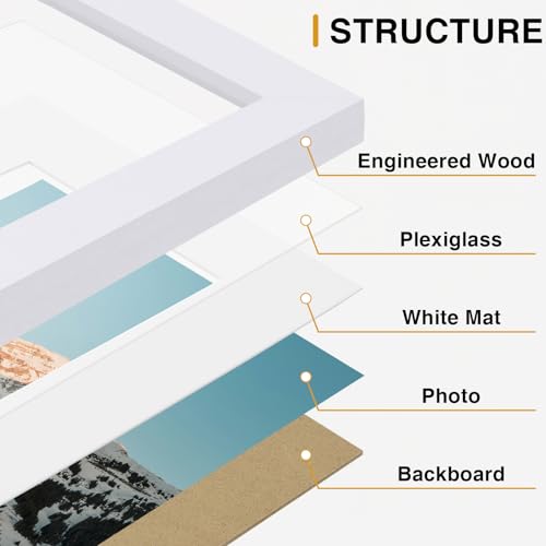 Vittanly 10 Pack Picture Frames Collage Wall Decor, Gallery Wall Frame Set for Wall or Tabletop Display, Engineered Wood a...