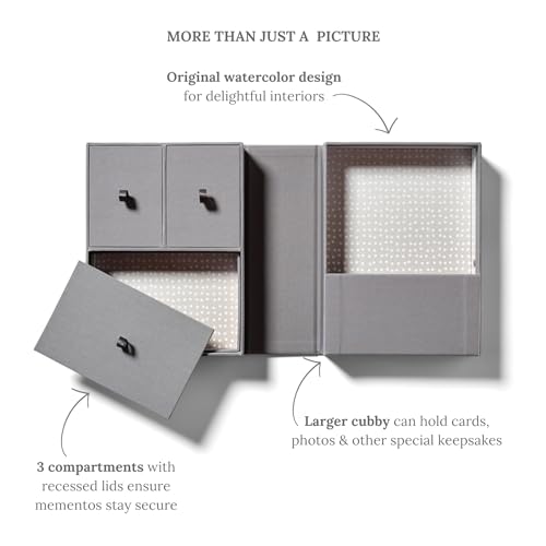 Savor Small Baby Story Box Frame and Keepsake Box in One | Fabric Photo Frame with Keepsake for Newborn Picture, First Too...