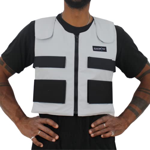 Glacier Tek Cooling Vest for Men and Women with 8 Cooling Packs Plus Booster Set-Maintains 59ºF for up to 2.5 Hours