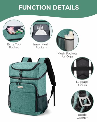 BAGLHER Lightweight Insulated Cooler Backpack - 30 Cans, Leak-Proof for Lunch, Picnic, Hiking, Camping Trips