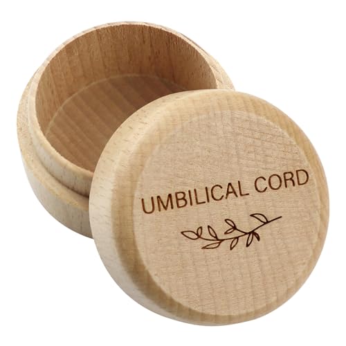 Thootyriaf Modern Wooden Baby Umbilical Cord Memorial Box (Umbilical Cord Box) - Newborn, Christening - 2" x 2" x 1.4" - S...