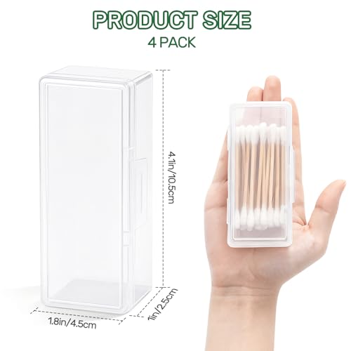 BEAGERUO 4 Pcs Cotton Swab Holder, Travel Portable Floss Pick Dispenser, Hair Tie Organizer, Small Plastic Box with Lid, ...
