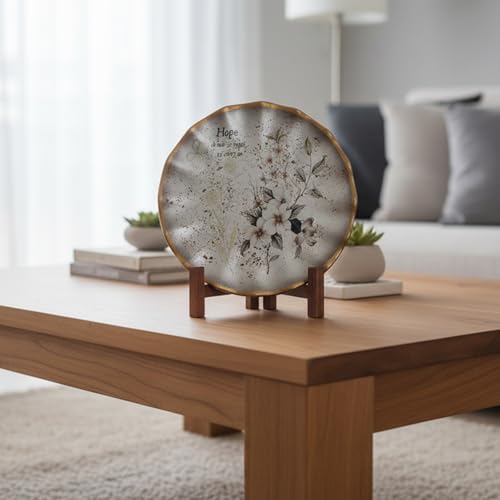 Wooden Plate Stands for Display, 7 Inch Plate Holders for Displaying, Rustic Folding Decorative Picture Frame Stand Easel ...