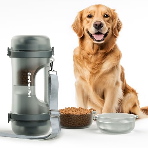 Gardner Pet Portable Dog Water Bottle&Food Container (49.6oz) – Leakproof Travel Water Bottle for Medium/Large Dogs (30+ l...