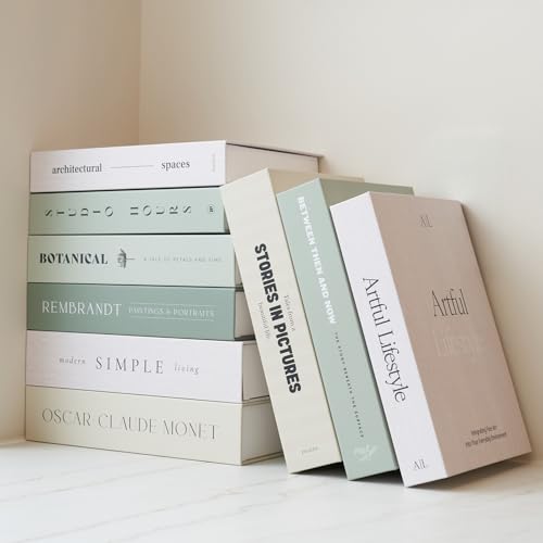 Beautiful Decorative Books - Set of 9 Boxes Enhance Your Coffee Table, Bookshelf or Mantel Shelf Decor - Aesthetic Fake/Fa...