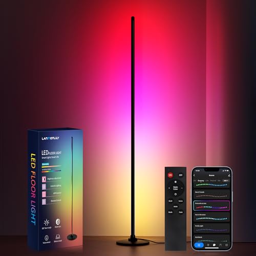 Lanmonlily Corner Floor Lamp, Smart RGB LED Corner Lamp with Alexa, Smart Modern Floor Lamp with Music Sync, Timer Settin...