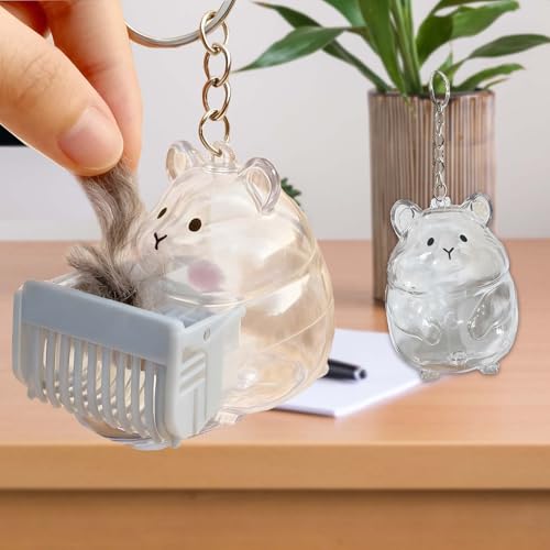 Roioiow 2Pieces Hamster Hair Collectible Keychain with Tweezers - Pet Memorial Gifts Fur Keepsake - Transparent Pendant fo...