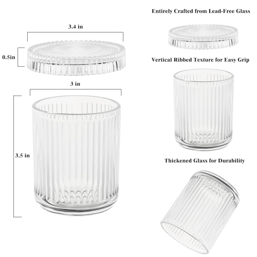 rejomiik Glass Qtip Holder Dispenser, Bathroom Canister Apothecary Jars with Lids, Vanity Makeup Accessories Storage Organ...