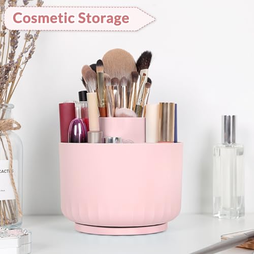 SKYDUE Makeup Organizer, Rotating Pencil Pen Holder for Desk, Dual-Purpose Desk Organizer for Cosmetics & Pens, Makeup Bru...