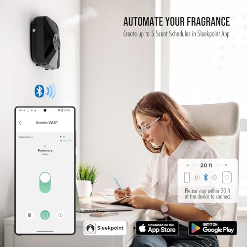 Airversa Smart Waterless Essential Oil Diffuser Scent Air Machine with 12A1V Power Adapter for Large Rooms Spaces Home and...
