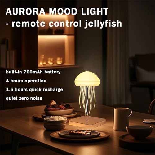 Camdii Jellyfish Lamp with Touch Sensor and Remote Control, Rechargeable Eye Friendly RGB Gradient Jellyfish Night Light a...