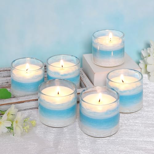 FLAVCHARM 6 Pack Candles for Home Scented Aromatherapy Candles Gift Set Clean Burning Non Toxic Long Lasting Ocean Theme V...