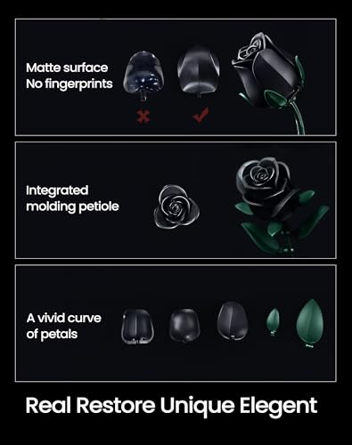 iATOM Black Rose Bouquet Building Set, 12Pcs Flower Botanical Collection Kit for Adult, Valentine's Day Gift for Her/Girlf...