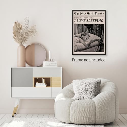 VERENIX Retro Black and White Feminist Wall Art Newspaper Aesthetic Canvas Posters Vintage Funky Girl Sleeping Prints for ...