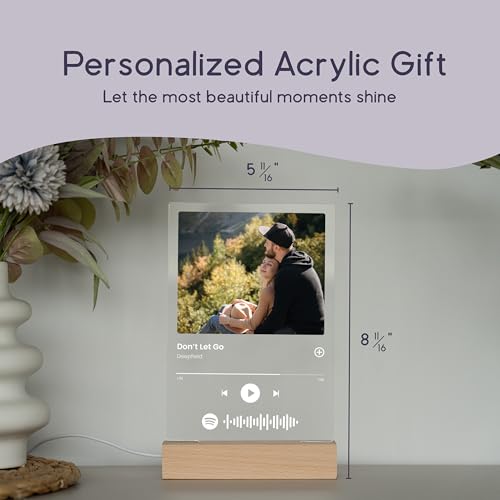 Custom Music Plaque - Personalized Acrylic Song Plaque/Glass Album Cover/Present for Girlfriend - Customized Music Sign - ...