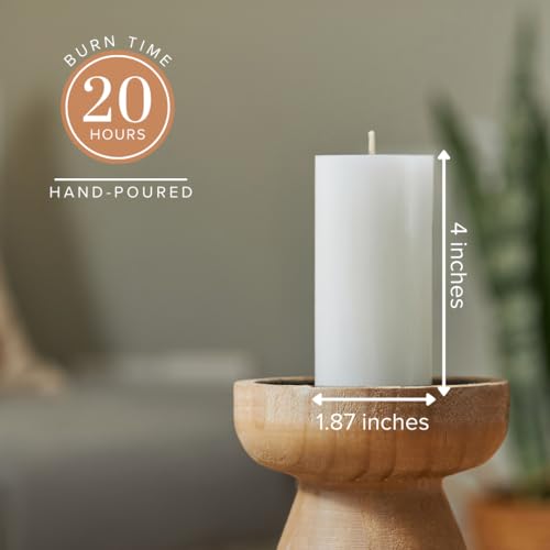 Simply Soson 2x4 inch White Pillar Candles Set of 10, Smooth Texture, Unscented White Candles, Dripless Candles, 2 inch Pi...