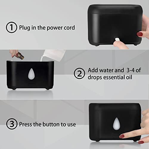 Flame Diffuser for Essential Oils, 200ml Ultrasonic Aroma Diffusers with Cool Mist, Aromatherapy Diffuser with Auto-Off Pr...