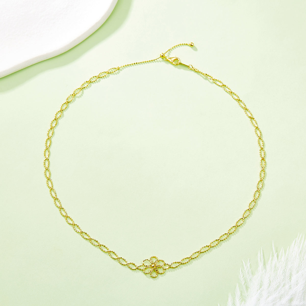 S925 Sterling Silver Hollow Flower Necklace For Women, 2.6g Lightweight, 42cm Adjustable, 13mm Wide, 3 Colors  Silver Gold Rose Gold, Platinum Plated, Gift Box