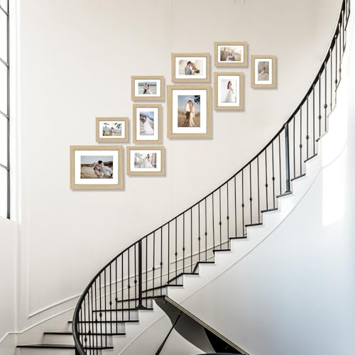 Povrgive Picture Frames, Made of Real Glass and Wooden Frame, Gallery Photo Frames Set of 10 for Collage Wall Decor, Multi...